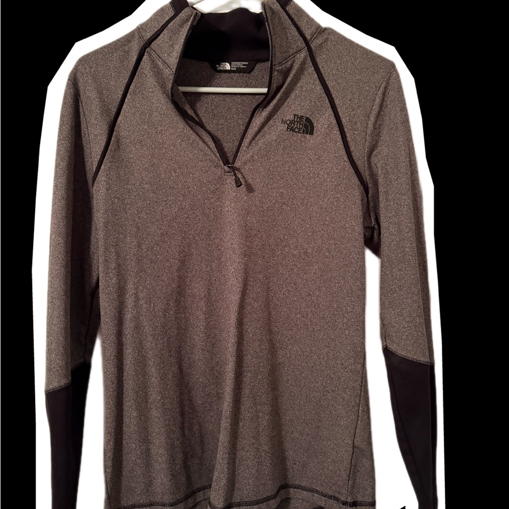 The North Face Heather Gray and Black Quarter-Zip Top